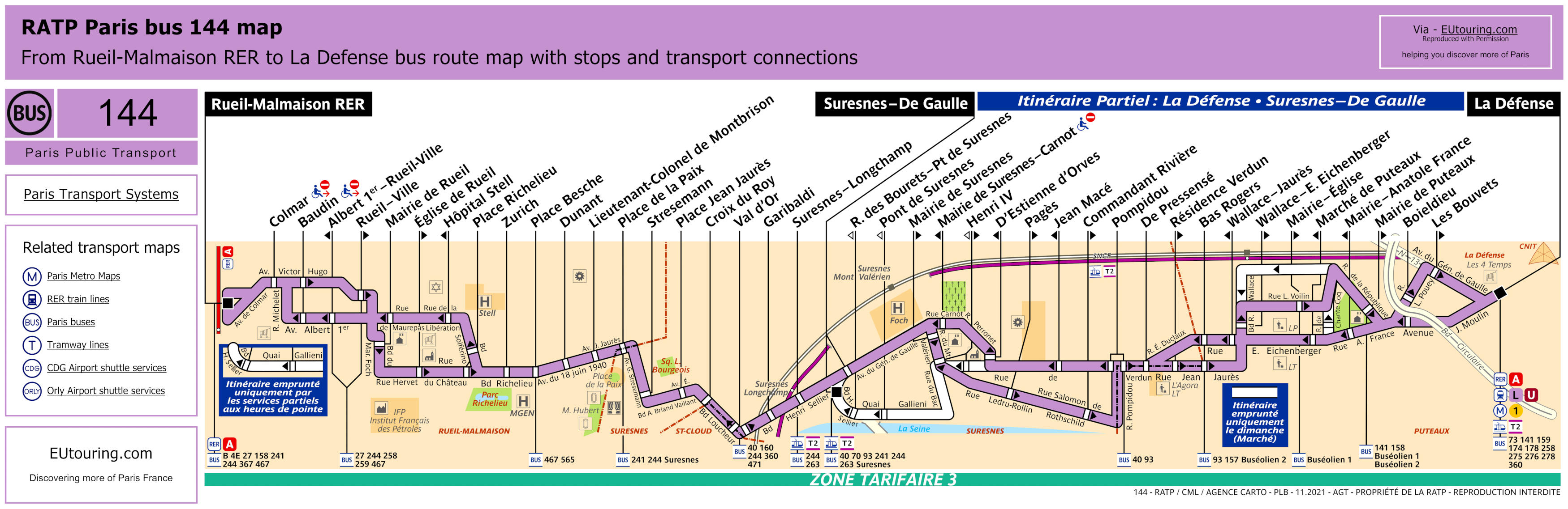 Paris bus 144 route maps available.