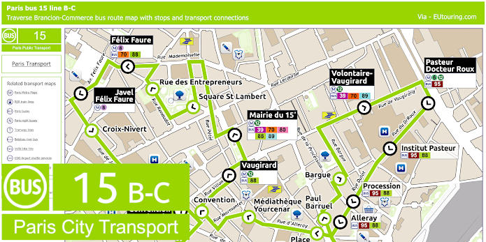 Paris Bus Line 15 Traverse Brancion-Commerce