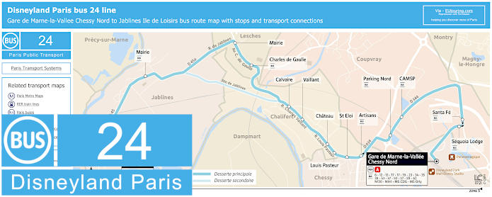 Disneyland Paris bus 24 map with stops and connections