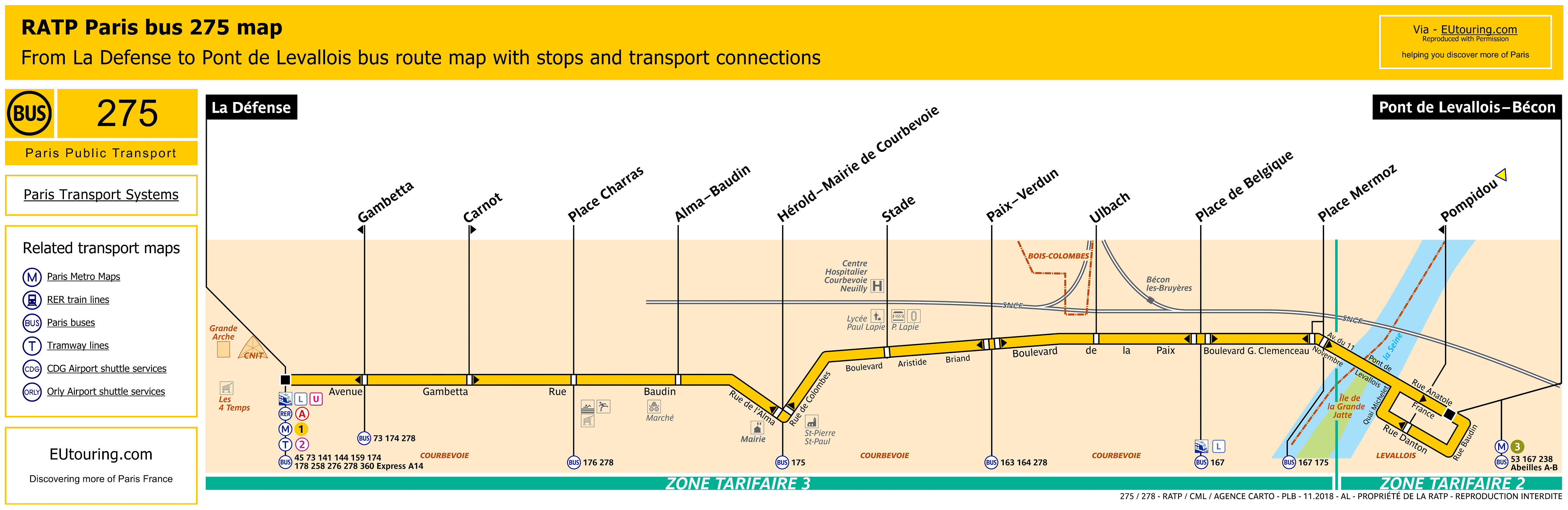 Ratp Bus Maps Timetables For Paris Bus Lines 270 To 276