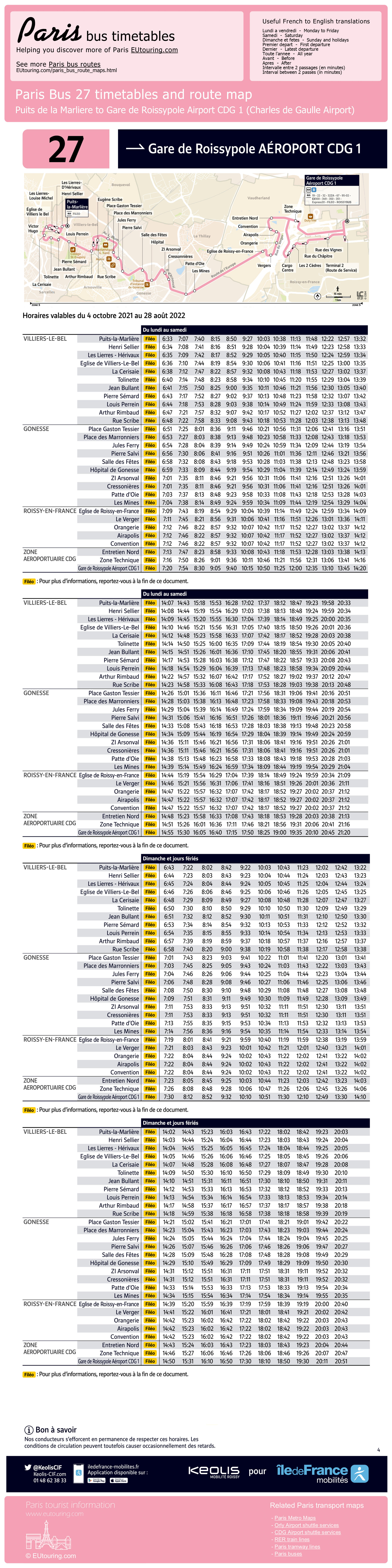 Paris Bus Maps And Timetables For Bus Lines To 29