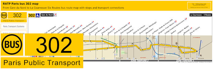 Paris Bus Line 302 Map With Stops And Connections