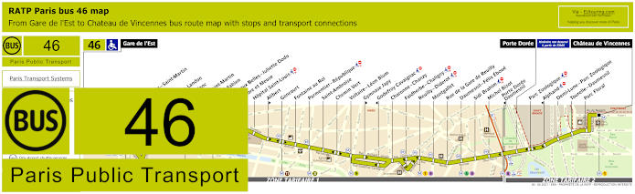 Paris bus 46 map with stops and connections