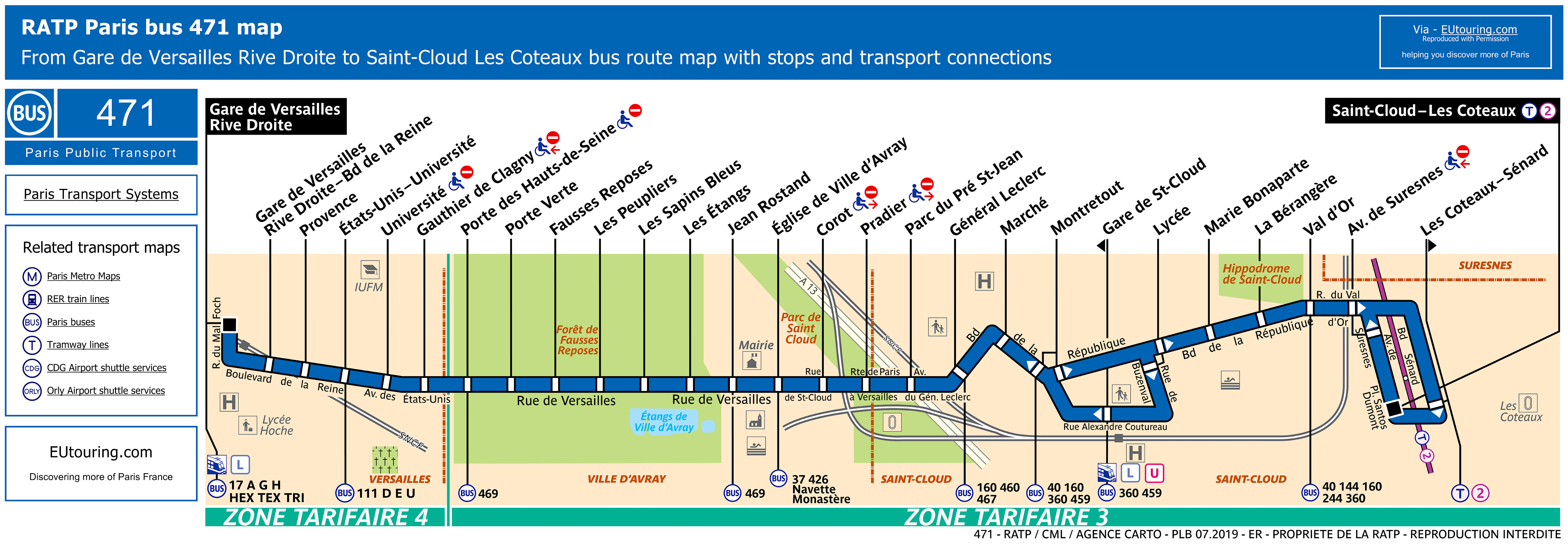 Paris bus 471 route maps available.