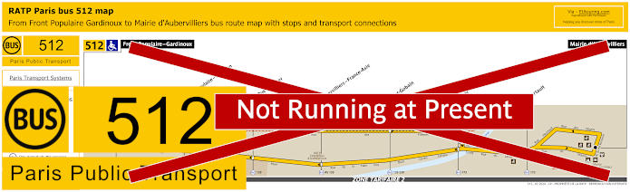 Paris bus 512 map with stops and connections