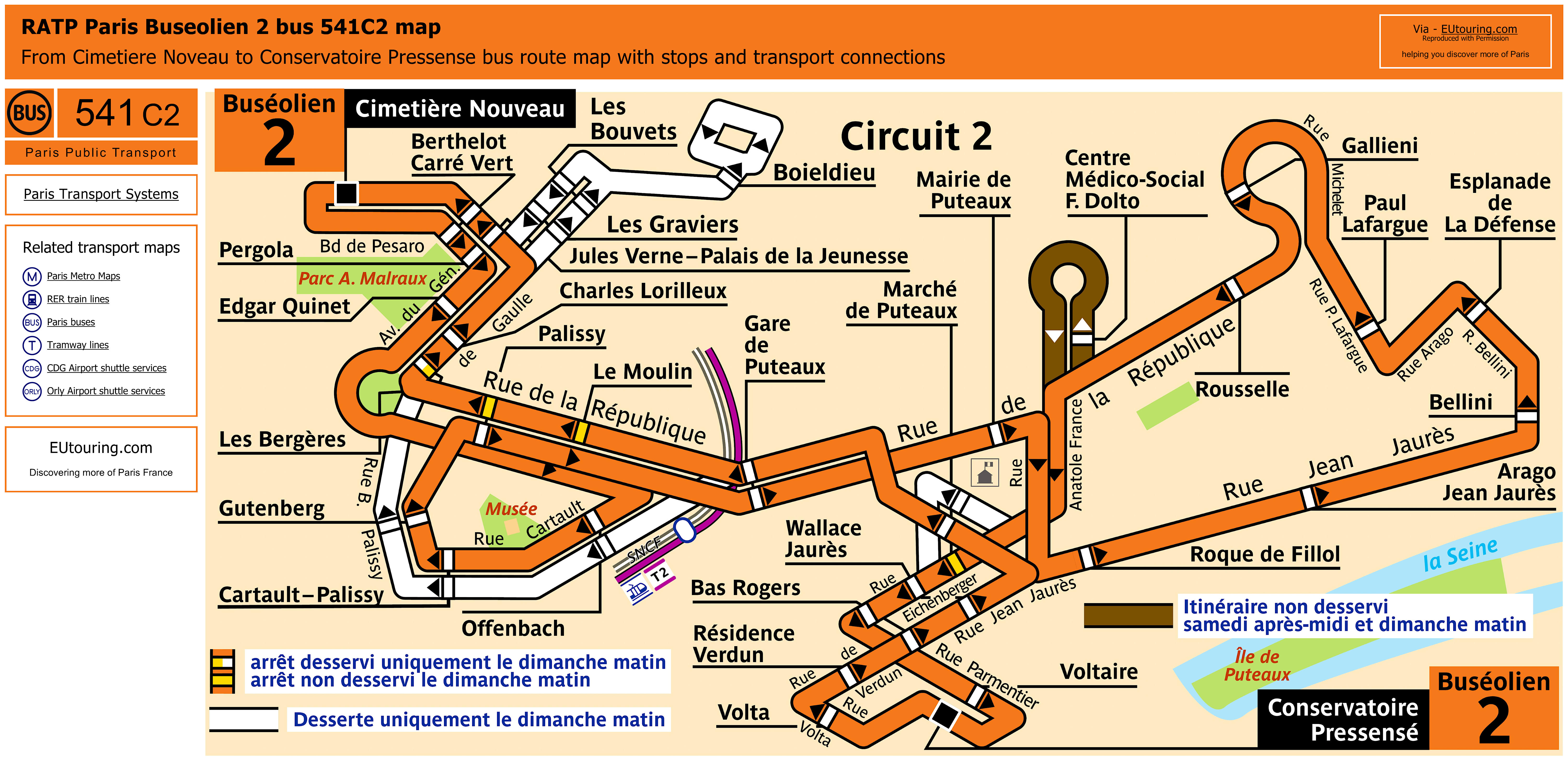 Paris bus 541C2 route maps available.