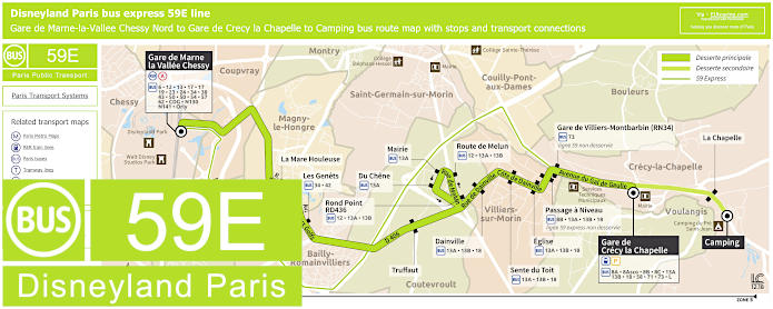 Disneyland Paris Bus Express 59E timetables and map