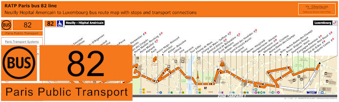 Paris bus 82 map with stops and connections