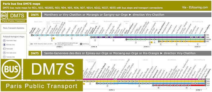 Paris bus DM7S maps and routes