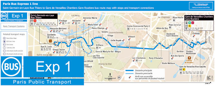 Paris Bus Express 1 Map Versailles