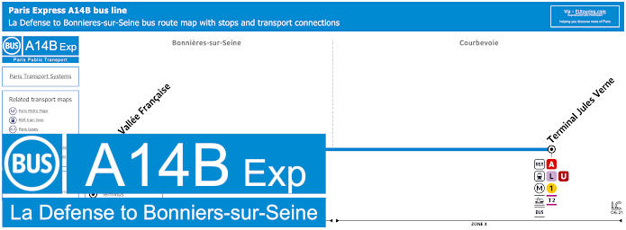 Paris Express A14B bus Bonnieres-sur-Seine map