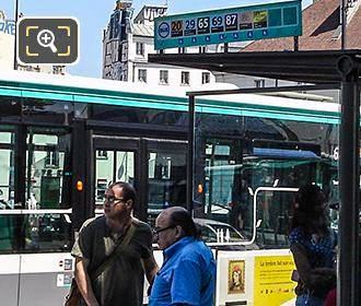 Paris RATP bus shelter and passengers