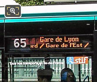 Paris RATP bus 65 LED display