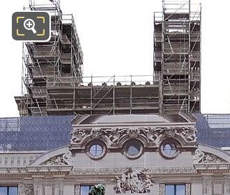 Musee du Louvre printed roof line with scaffolding behind