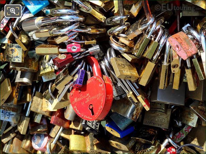 Paris lovelocks on Lovers Bridge