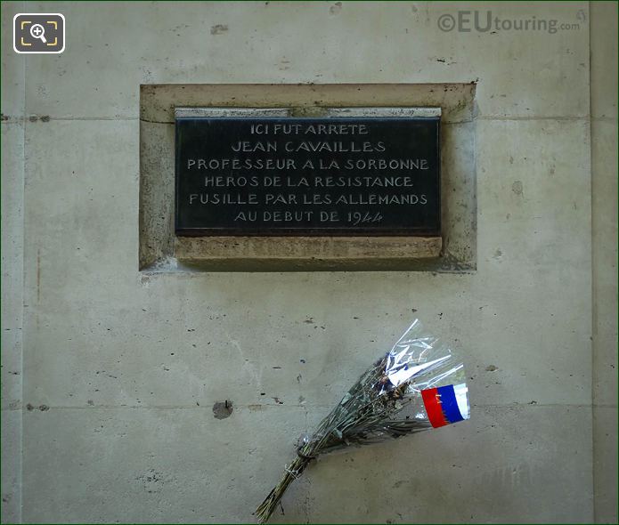 Jean Cavailles plaque on Avenue de l'Observatoire Paris