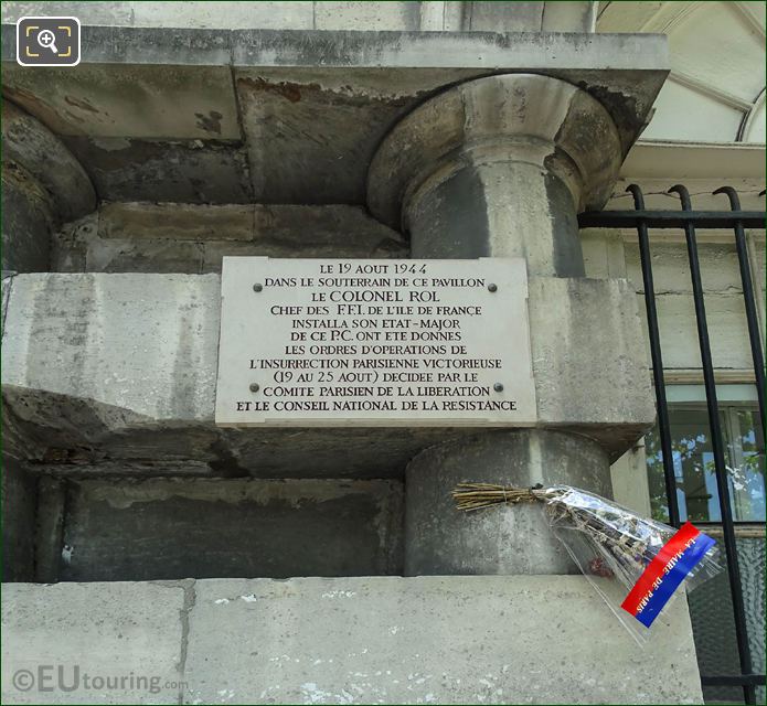 Colonel Rol memorial plaque Pavillon d'Enfer Place Denfert-Rochereau