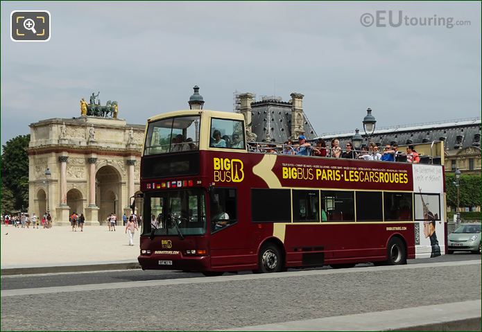 Big Bus Paris tour bus by Arc de Triomphe du Carrousel