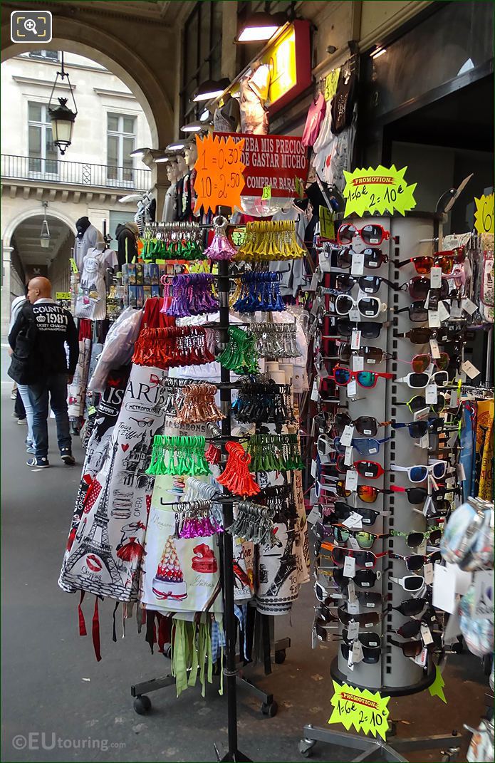 Sunglasses, keyrings at Paris Rivoli gift shop