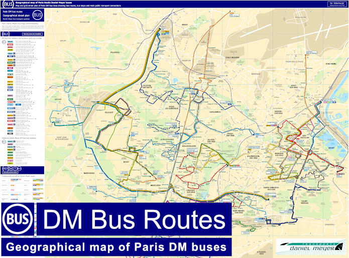 Paris Keolis DM bus routes map with stops and connections
