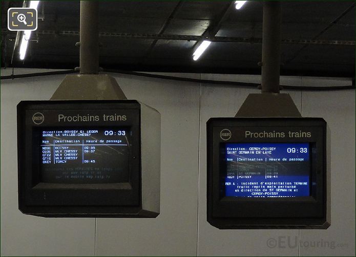 Electronic dcreens at Paris Metro and RER station