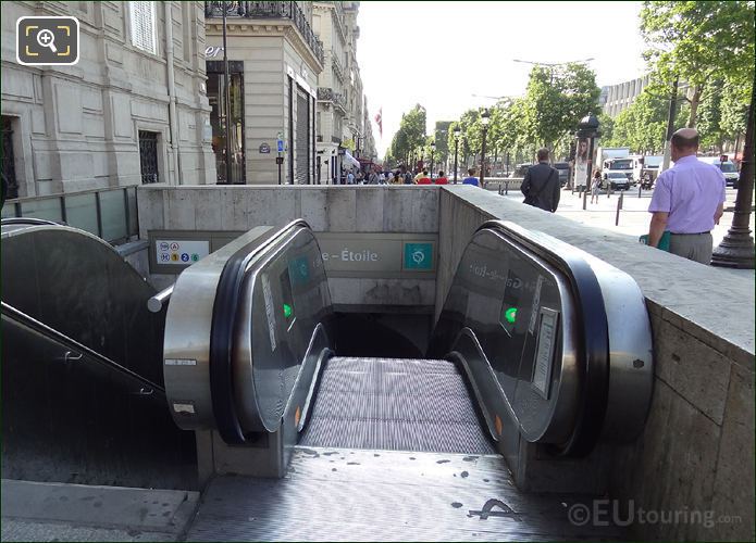 Metro station entrance on Champs Elysees Avenue