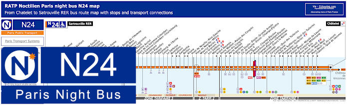 Noctilien bus maps and timetables for Paris night buses N20 to N29