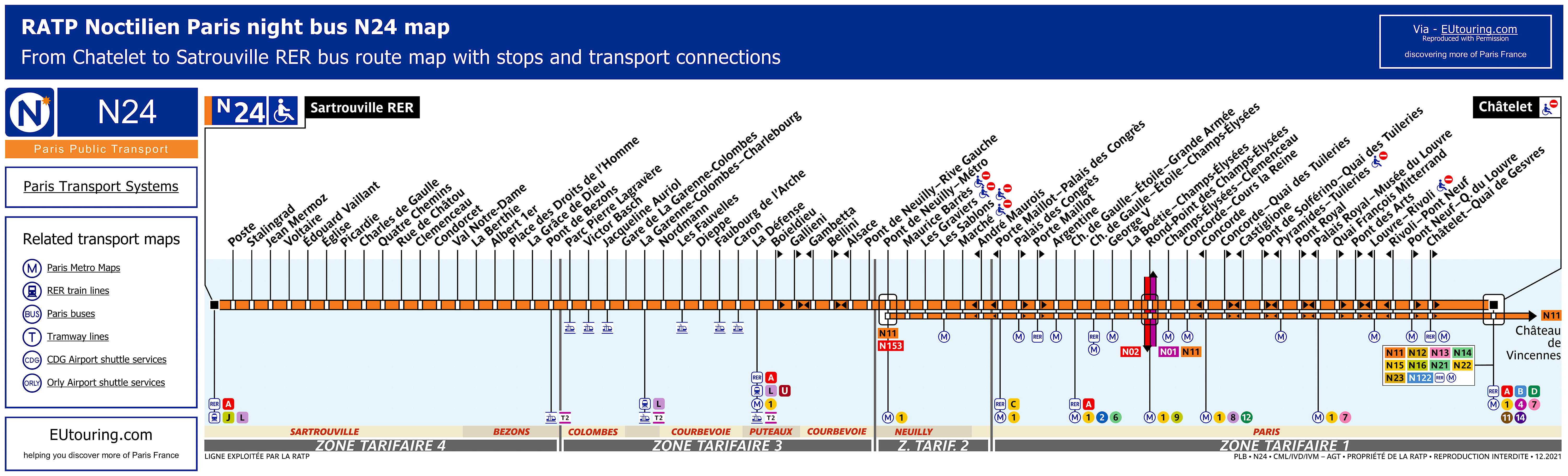 Noctilien bus maps and timetables for Paris night buses N20 to N29