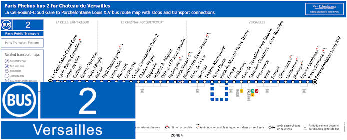 Paris Phebus bus 2 map Versailles with stops and connections