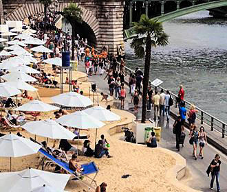 Paris Plages with palm trees