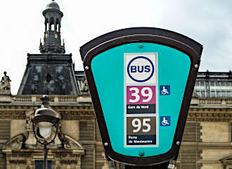 Paris bus stop Louvre Museum