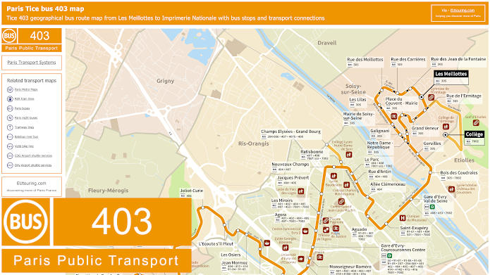Paris Tice bus 403 map Les Meillottes to Imprimerie Nationale