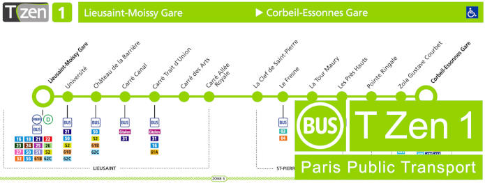 Paris T Zen 1 Bus Line Timetables