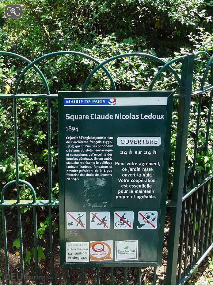 Square Claude Nicolas Ledoux tourist info board