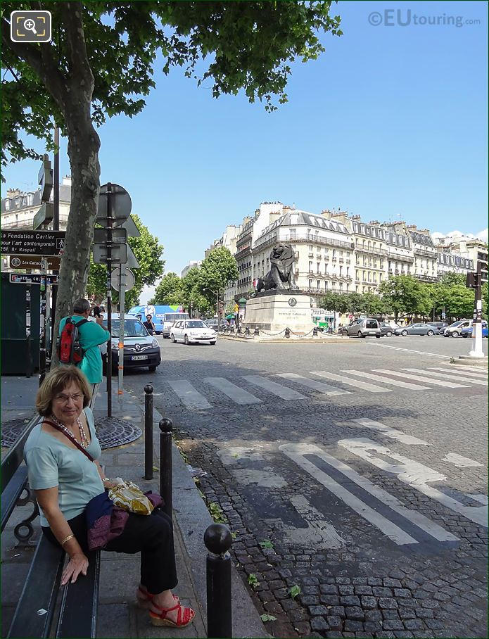 Lady smiling within Place Denfert-Rochereau