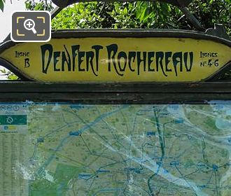 Denfert-Rochereau Metro map at entrance
