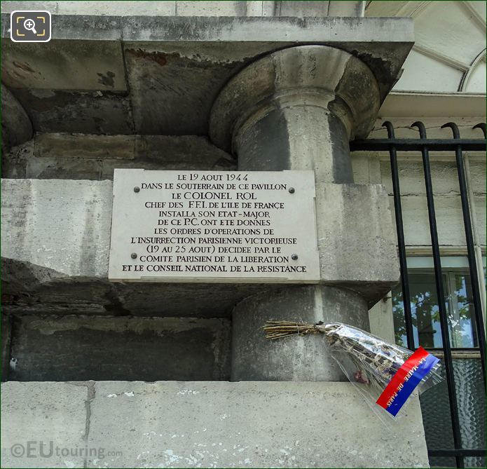 Colonel Rol memorial plaque West Barriere d'Enfer building