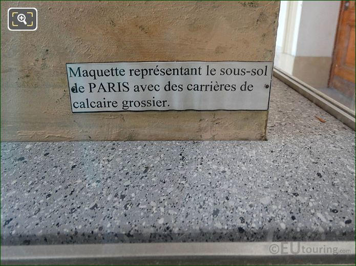 Info plaque on model of Paris quarries