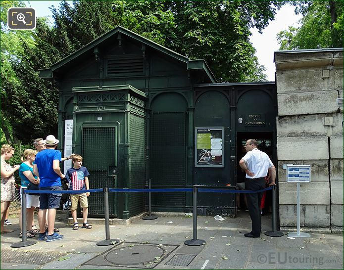 Green ticket booth Paris Catacombs museum