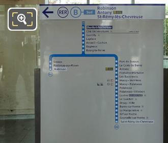 RER B info in Gare Denfert-Rochereau formerly Gare de Sceaux