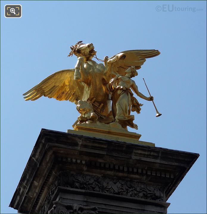 Gold statue Pont Alexandre III bridge
