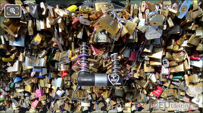 Close up of Pont de l'Archeveche padlocks