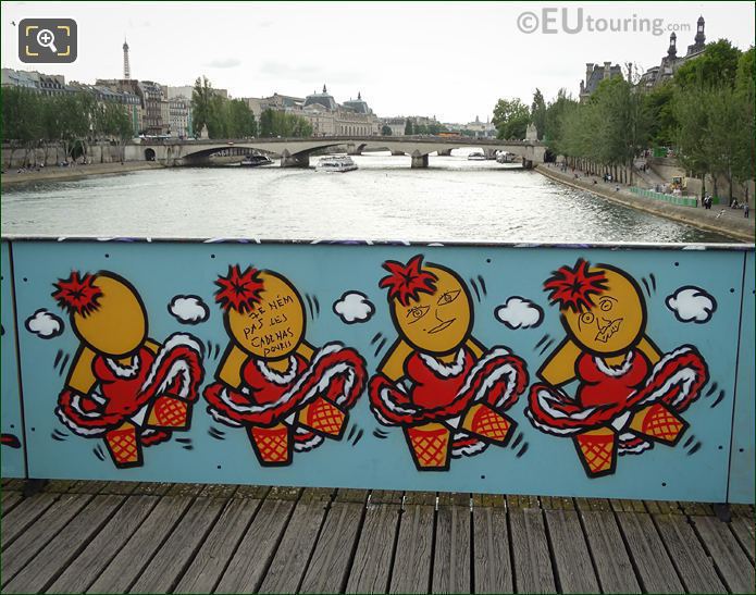 French cancan dancers on Pont des Arts