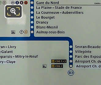 RER B Charles de Gaulle info board