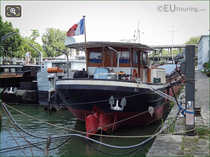 River Seine boats moored along Port de Grenelle