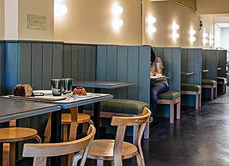 Tables inside Rose Bakery