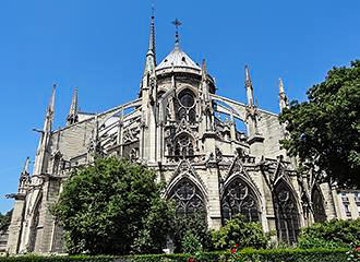 East facade of Notre Dame de Paris Cathedral