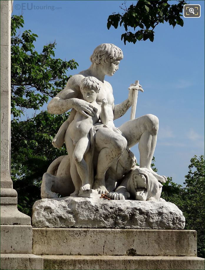 RHS stone sculpture on Square Barye monument