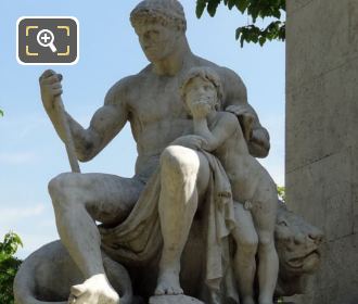 LHS stone sculpture on Square Barye monument