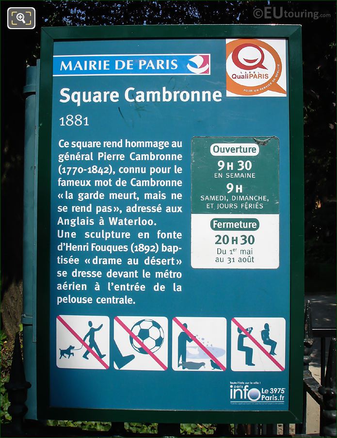 Square Cambronne information board